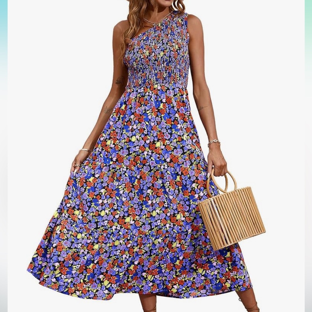 NWT Floral One-Shoulder Maxi Dress